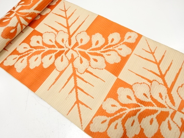 JAPANESE KIMONO / ANTIQUE BOLT FOR HASSUN OBI / WOVEN FLOWER